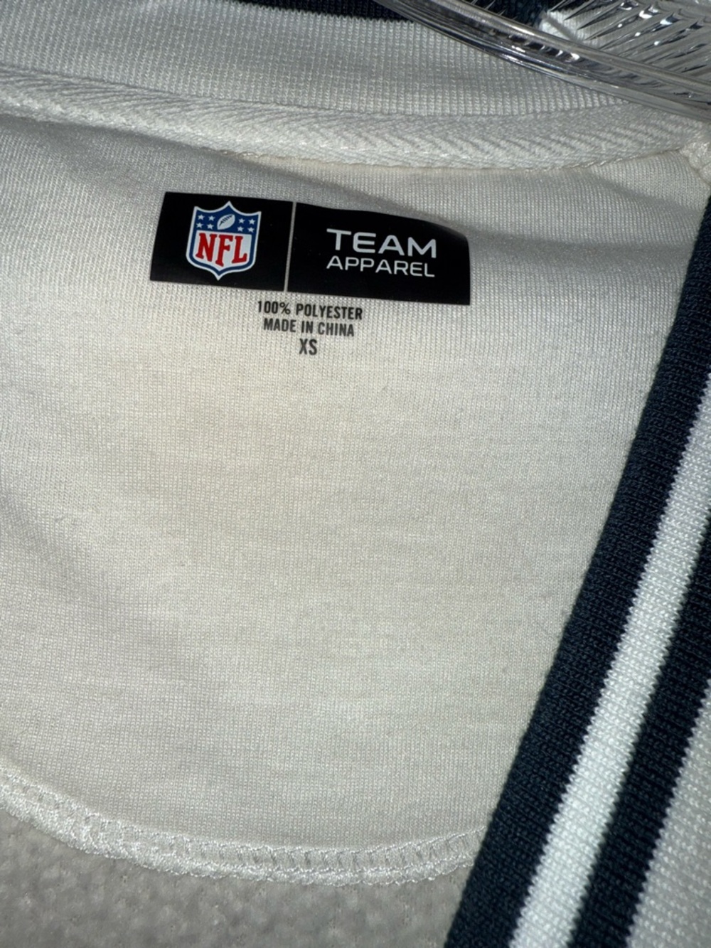 NFL Seattle Seahawks Women's White Sherpa Jacket with Navy Trim - Picture 2 of 6